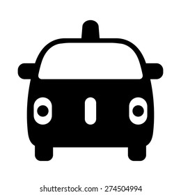 Autonomous self-driving driverless car front view flat vector icon for apps and websites