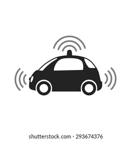 Autonomous Self-driving Driverless Vehicle / Car Side View With Radar Flat Vector Icon