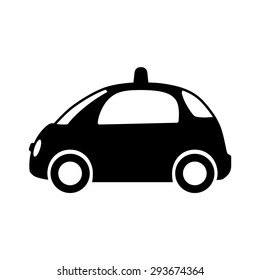 Autonomous self-driving driverless vehicle side view flat vector icon for apps and websites