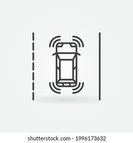 Autonomous Self-Driving Vehicle on the road linear vector concept icon or logo element 