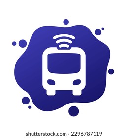 autonomous shuttle bus icon, driverless transport vector pictogram