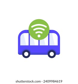 autonomous shuttle bus icon, flat design