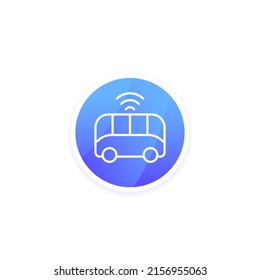 autonomous shuttle bus icon, modern city transport line vector design