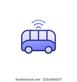 autonomous shuttle bus icon with outline