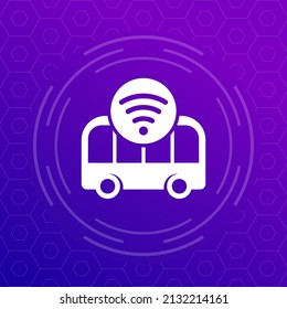 autonomous shuttle bus icon, vector