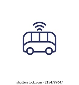 autonomous shuttle bus line icon, modern city transport