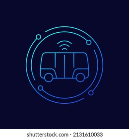 autonomous shuttle bus line vector icon