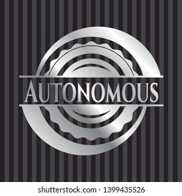 Autonomous silver badge or emblem. Vector Illustration. Mosaic.