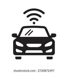 Autonome Smart Car Symbol Symbol solide Glyphe Vektor für fahrerloses Auto Fahrzeug und drahtlose Verbindung Sensor Technologie Transport