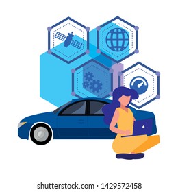 autonomous smart car icon vector ilustration