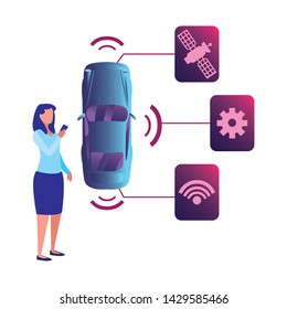 autonomous smart car icon vector ilustration