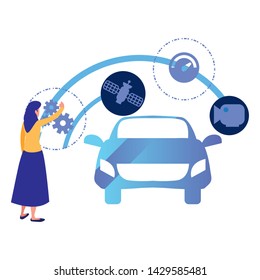 autonomous smart car icon vector ilustration