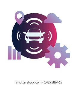 autonomous smart car icon vector ilustration