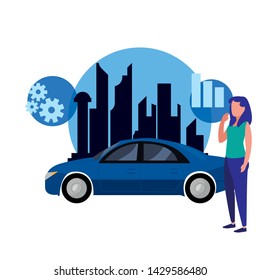 autonomous smart car icon vector ilustration