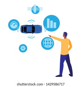 autonomous smart car icon vector ilustration
