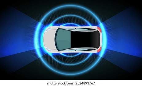 Vetor autônomo Smart Car. Sistema Avançado de Assistência ao Condutor (ADAS) com Radar de Sensor.