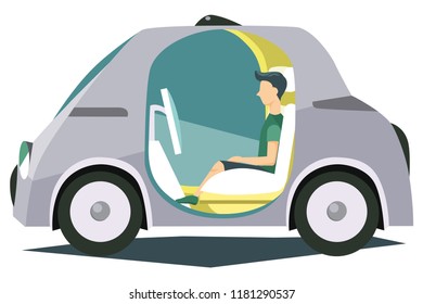 Autonomous smart vehicle with passenger poster