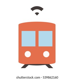 Autonomous subway - Metro - Flat colored icon - Red