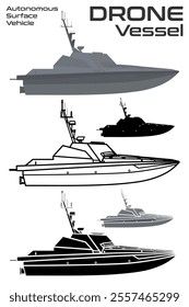 Autonomous surface vehicle ASV Robot Ship drone USA vector illustration