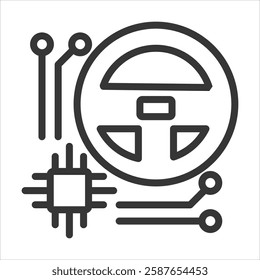 Autonomous System Outline Icon Vector Illustration