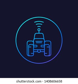 autonomous tractor or agrimotor vector linear icon