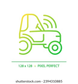 Autonomous tractor gradient linear vector icon. Farm vehicle. Agricultural machinery. Driverless technology. Thin line color symbol. Modern style pictogram. Vector isolated outline drawing