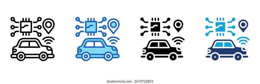Ícone de veículo autônomo Ilustração de vetor de vários estilos