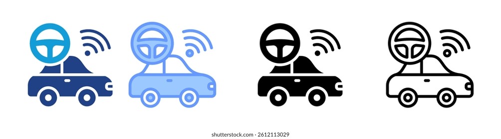 Autonomous Vehicle icon set multiple style collection