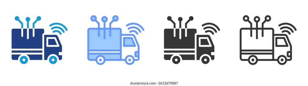 Autonomous vehicle icon set multiple style collection