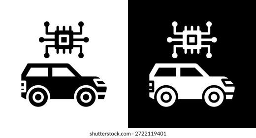 Colección De Vector Autónoma Del Conjunto Del Icono Del Vehículo Aislada En Blanco Y Negro
