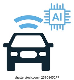 Autonomous vehicle icon vector representing self-driving technology, AI-powered navigation, and smart transportation. Ideal for future mobility, robotics, automation, and intelligent transport systems