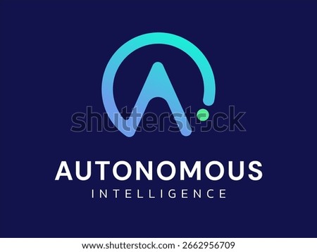 Autonomous Vehicle Intelligence with letter A Car Steering Wheel shape technology logo vector design concept. Autonomous Technology logo for ui, identity, advance technology, automobile industry, car.
