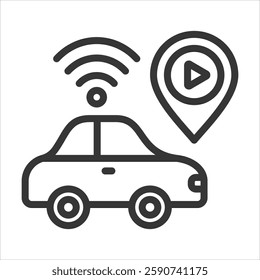 Autonomous Vehicle Outline Icon Vector Illustration