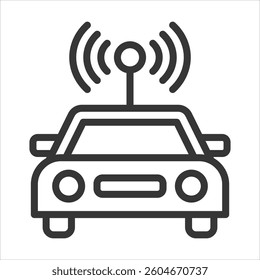 Autonomous Vehicle Outline Icon Vector Illustration