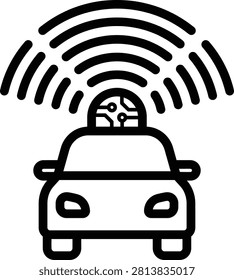 Autonomous vehicle smart car sensor technology icon with automation and driverless system.