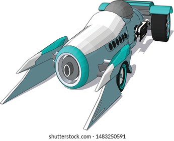 Autonomous vehicles of the future, with realistic style, outline style. Perspective view with a white background. Vector concept of a futuristic car assistant. - Vector