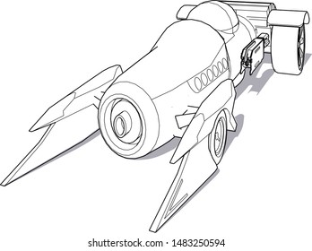 Autonomous vehicles of the future, with realistic style, outline style. Perspective view with a white background. Vector concept of a futuristic car assistant. - Vector