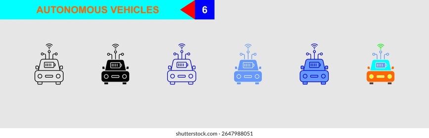 Autonome Fahrzeuge Globale Technologie Symbolsatz