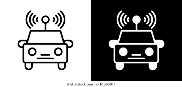 Autonome Fahrzeuge Symbol weißschwarz Vektorgrafik