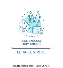 Autonomy and adulthood concept icon. Parental house leaving. Starting a family. Independence from parents abstract idea thin line illustration. Vector isolated outline color drawing. Editable stroke