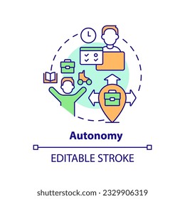 Autonomy concept icon. Work life balance. Decision making. Freedom to choose. Work remotely. Self management abstract idea thin line illustration. Isolated outline drawing. Editable stroke