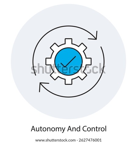 Autonomy and Control icon, Empowered Decisions Balancing Autonomy and Control, Mastering Independence Strategies for Effective Self-Management, vector