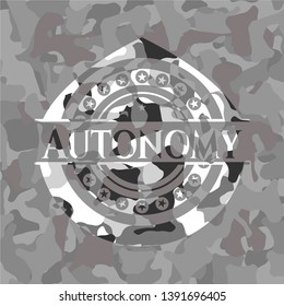 Autonomy grey camouflaged emblem. Vector Illustration.