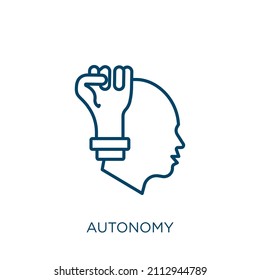 autonomy icon. Thin linear autonomy outline icon isolated on white background. Line vector autonomy sign, symbol for web and mobile