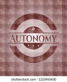 Autonomy red seamless polygonal badge.