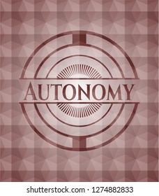 Autonomy red seamless polygonal badge.