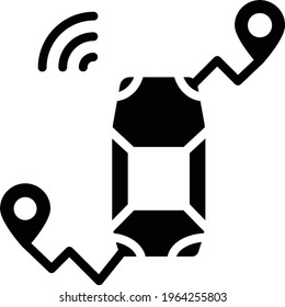 Autopilot car with Ping and Signals Vector Icon Design, Autonomous driverless vehicle Symbol, Robo car Sign, Automated driving system stock illustration, Self-driving car Hybrid navigation Concept