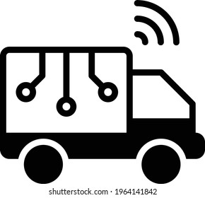 Autopilot Cargo Van Vector Icon Design, Autonomous driverless vehicle Symbol, Robo car Sign, Automated driving system stock illustration, Self driving Delivery Lorry Concept