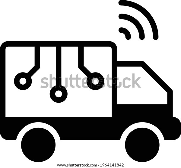 Autopilot Cargo Van Vector\
Icon Design, Autonomous driverless vehicle Symbol, Robo car Sign,\
Automated driving system stock illustration, Self driving Delivery\
Lorry Concept
