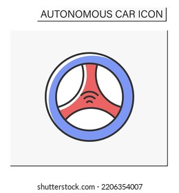 Autopilot Color Icon. Wireless Steering Wheel Control. Autonomous Car Concept. Isolated Vector Illustration